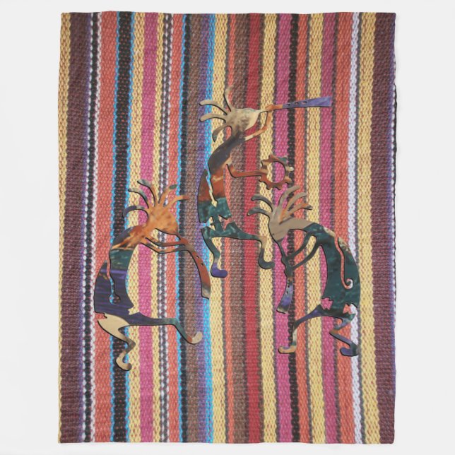Couverture Polaire Tissus Motif couleur I + KOKOPELLI (Devant)