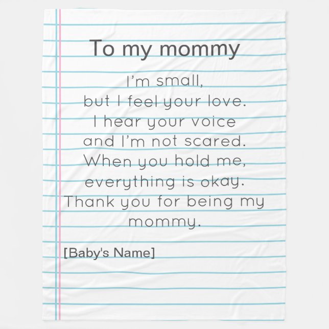 Couverture Polaire To My Mommy for First Mother's day personalized  (Devant)