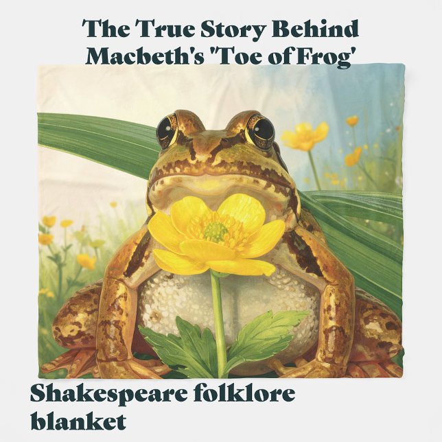 Couverture Polaire Toe of Frog with Buttercup | Goblincore Nature Art (Shakespeare Macbeth folklore gift blanket. Toe of Frog Buttercup Herbalist Pun. Housewarming Gift)