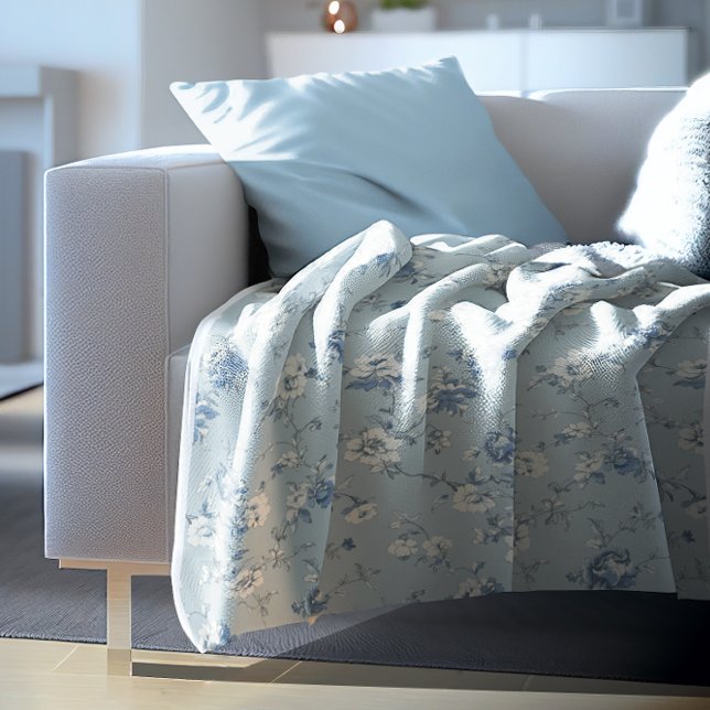 Couverture Polaire Toile De Jouy Peonies (Toile De Jouy Peonies Fleece Blanket)