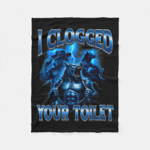 Couverture Polaire Toilette bouchée drôle mème alpha loup stupide