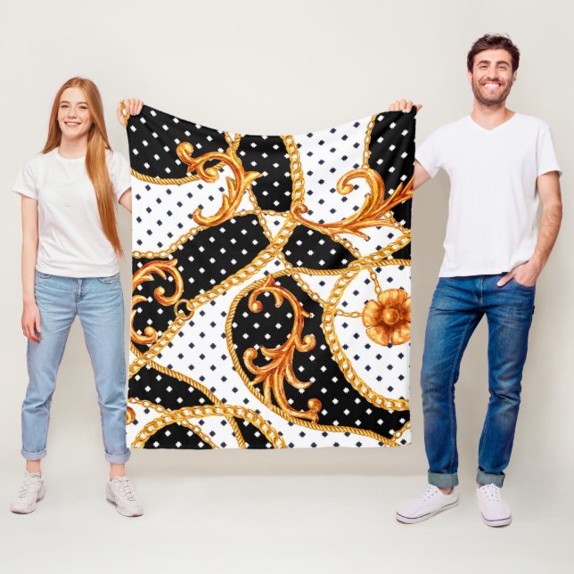 Couverture Polaire Toison baroque motif (En situation)