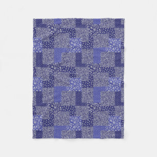 Couverture Polaire Tons Chintz Motif de Patchwork de Polka bleu point