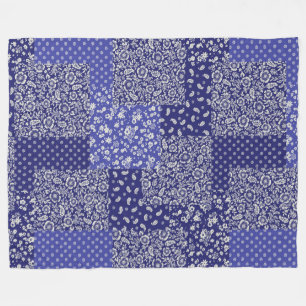 Couverture Polaire Tons Chintz Motif de Patchwork de Polka bleu point