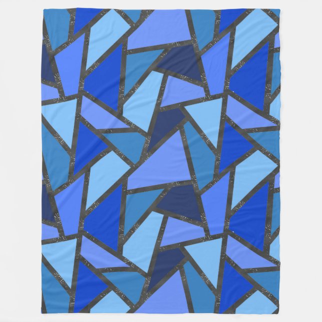 Couverture Polaire Tons de motif en vitrail bleu (Devant)