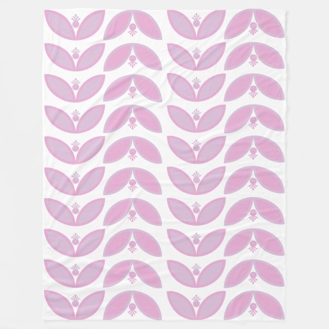 Couverture Polaire Tons de rose abstrait motif de fleurs sur blanc (Devant)