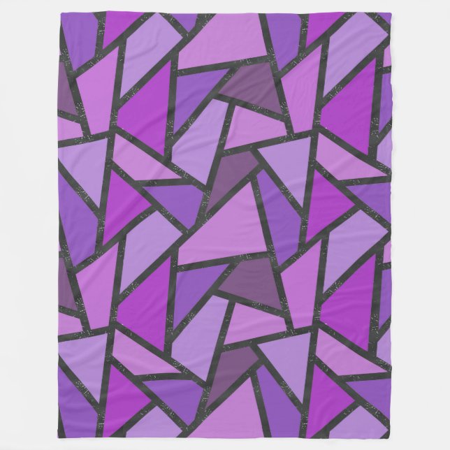 Couverture Polaire Tons de vitrail violet motif (Devant)