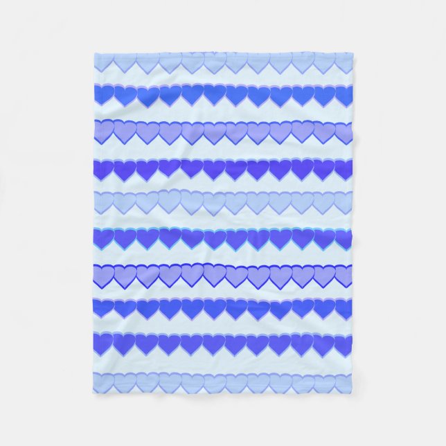 Couverture Polaire Tons des lignes de coeur bleu (Devant)