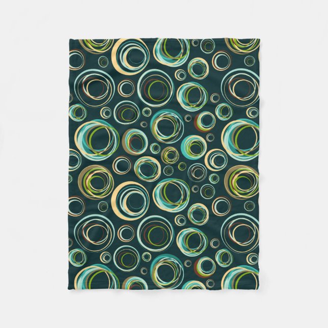 Couverture Polaire Tons Vert et Beige Pastel Cercles Abstraits modern (Devant)