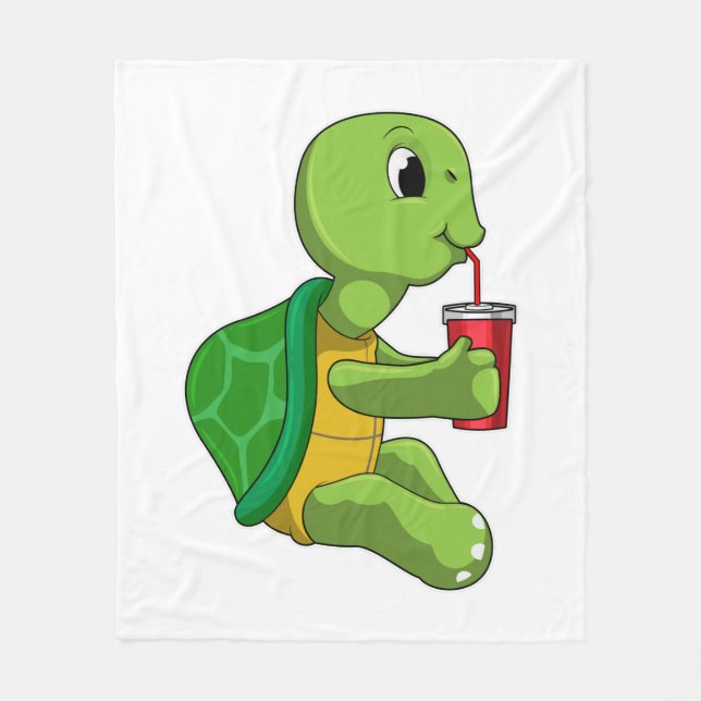Couverture Polaire Tortue avec tasse à boire avec paille (Devant)