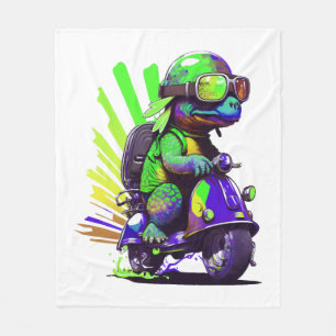 Couverture Polaire Tortue Colorée Drôle Sur Un Scooter Copie
