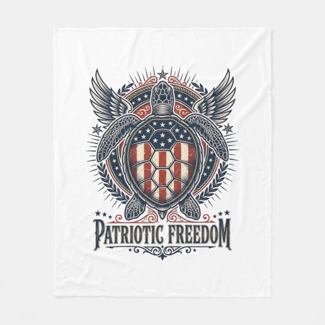 Couverture Polaire Tortue de mer patriotique (Devant)