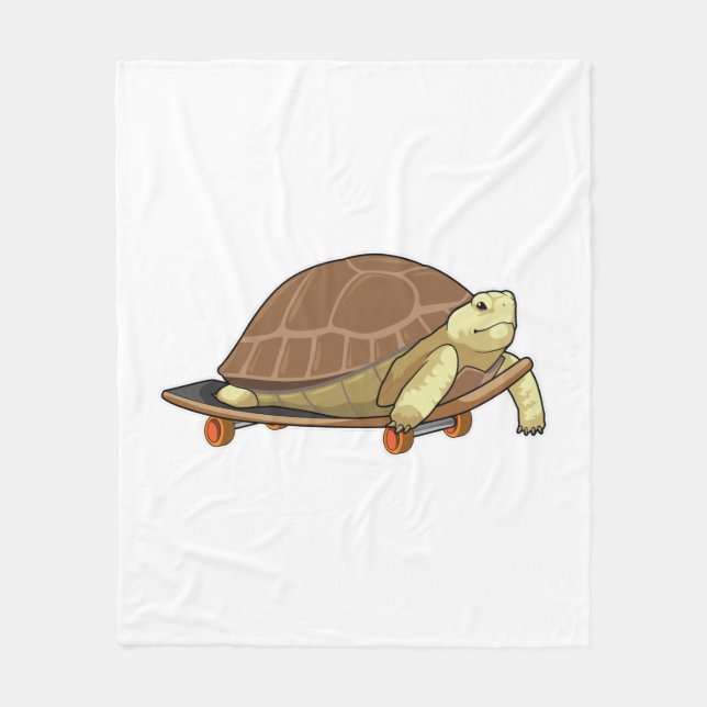 Couverture Polaire Tortue en patinage avec skateboard (Devant)