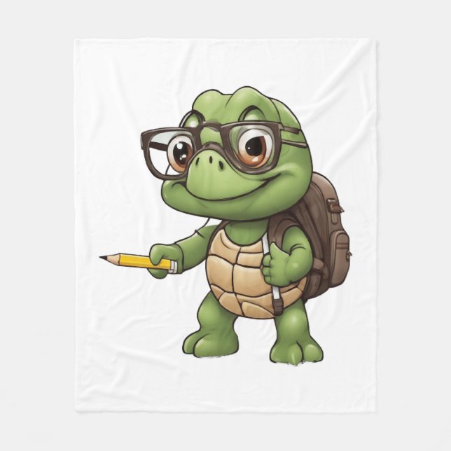 Couverture Polaire Tortue retour à l'école (Devant)