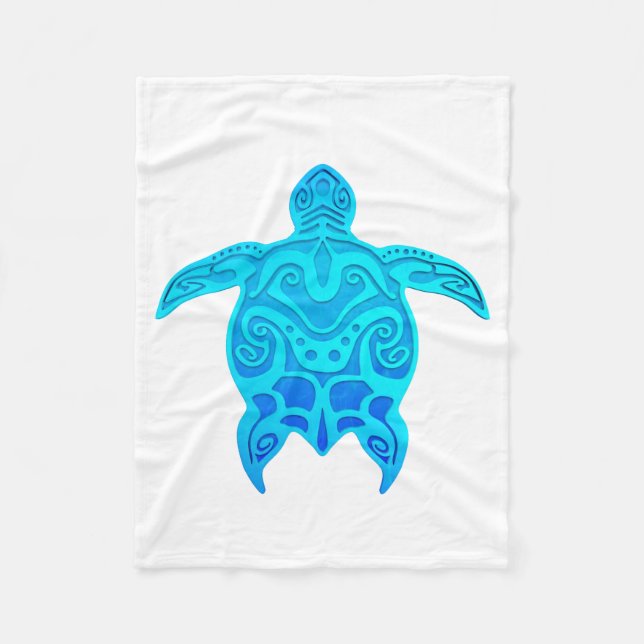 Couverture Polaire Tortue tribale bleue (Devant)