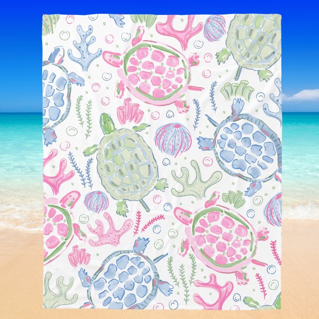 Couverture Polaire Tortues marines à l'aquarelle Océan / Plage côtièr (Créateur téléchargé)