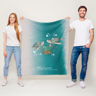 Couverture Polaire TORTUES MARITIMES Personnalisées