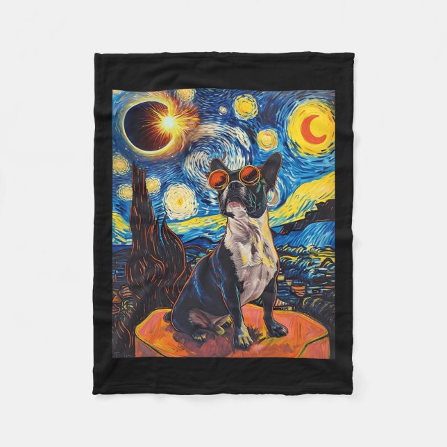 Couverture Polaire Total Solaire Eclipse Boston Terrier Chien (Devant)
