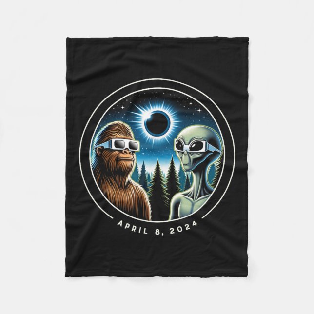Couverture Polaire Total Solaire Eclipse Funny Bigfoot Alien Avril Da (Devant)