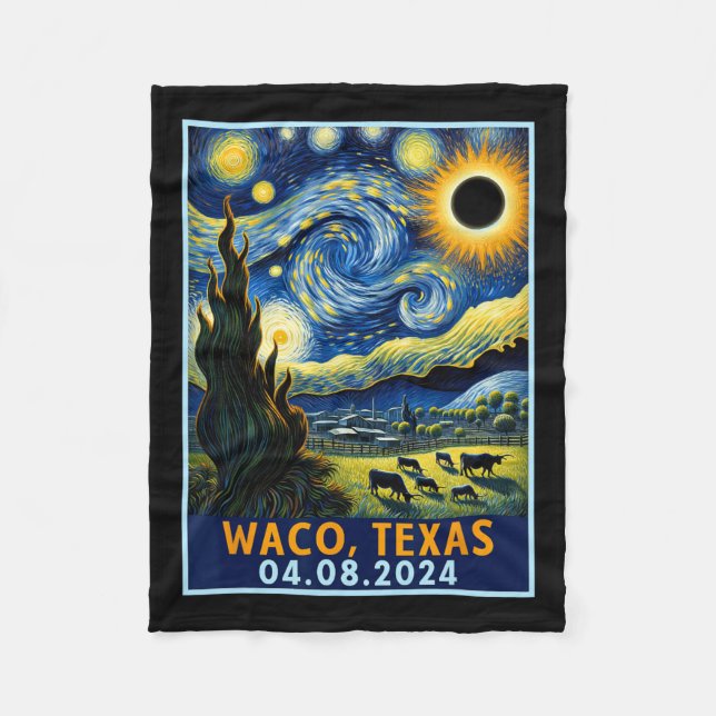 Couverture Polaire Total Solar Eclipse 2024 Waco Texas Van Gogh Starr (Devant)