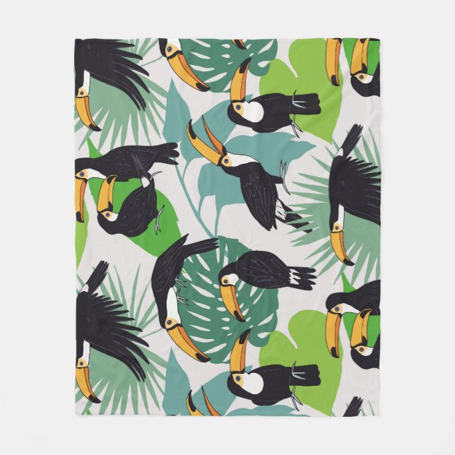 Couverture Polaire Toucan Bird : Palm Feuille Motif (Devant)