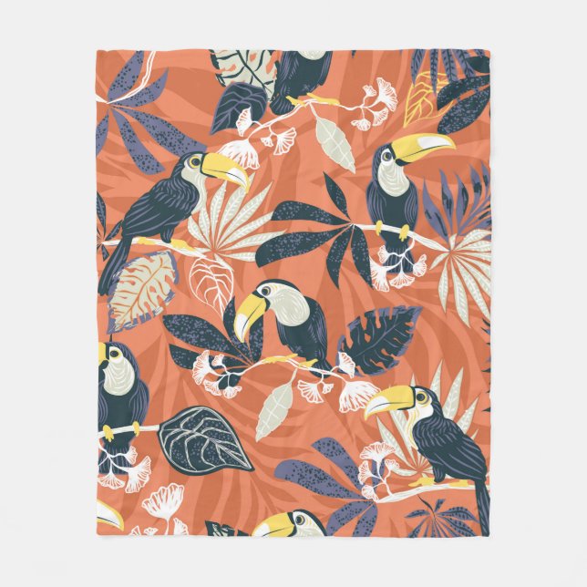 Couverture Polaire toucan et jungle motif transparent (Devant)