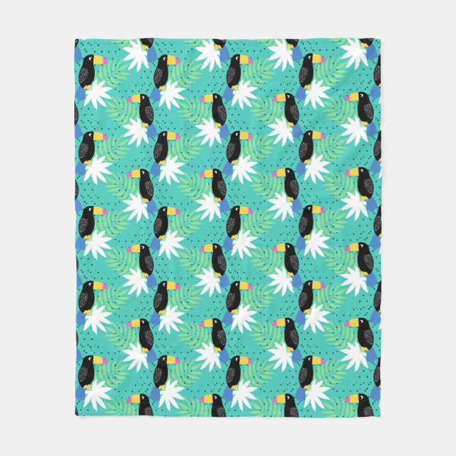 Couverture Polaire Toucans sur Teal (Devant)