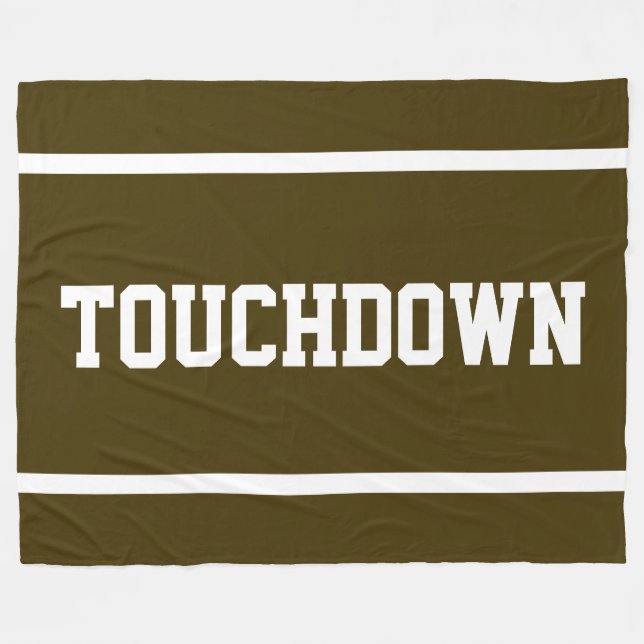 Couverture Polaire TOUCHDOWN Brun Sport Athlétique Rayures Texte Blan (Devant (Horizontal))