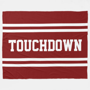 Couverture Polaire TOUCHDOWN Texte Rouge Blanc Vintage Rayures de Cou