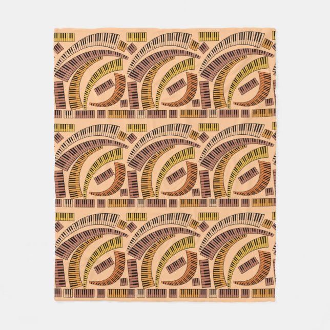 Couverture Polaire Touches de piano courbes Blanche polaire (Devant)