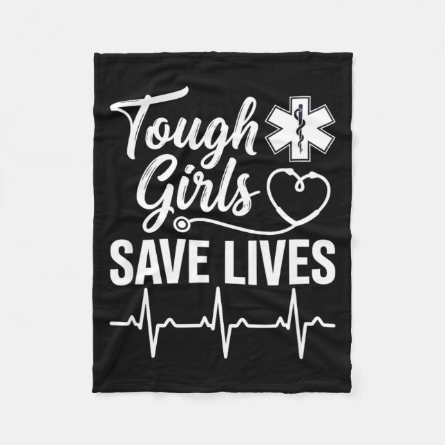 Couverture Polaire Tough Girls Save Lives Ems Paramedic Emt Stethosco (Devant)