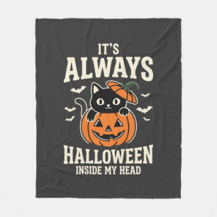 Couverture Polaire Toujours Halloween Chat Noir Design de Citrouille