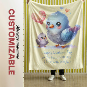 Couverture Polaire Toujours ma mère - Bird maman & Baby Jaune
