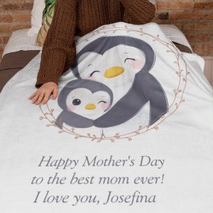 Couverture Polaire Toujours ma mère - maman pingouin et bébé