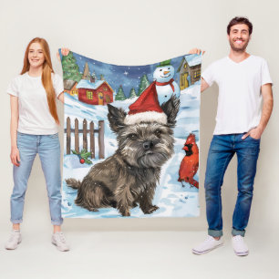 Couverture Polaire Toundra Terrier Chien Hiver Merveilleux Noël Joie