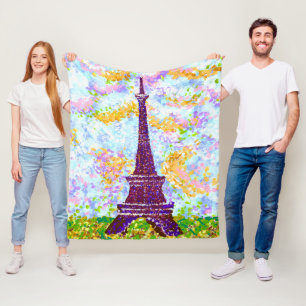Couverture Polaire Tour Eiffel Pointillism Paysage de printemps