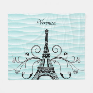 Couverture Polaire Tour Eiffel turquoise Fleece Blanket
