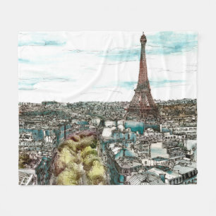Couverture Polaire Tour Eiffel vintage des destinations dans la vue