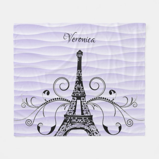 Couverture Polaire Tour Eiffel violet Fleece Blanket (Devant (Horizontal))