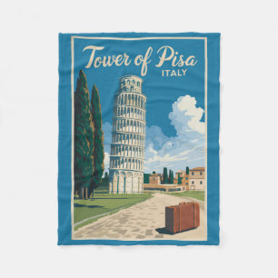 Couverture Polaire Tour penchée de Pise Italie Voyage Art Vintage