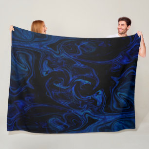Couverture Polaire Tourbillon Noir Bleu Abstrait Fumé Cool