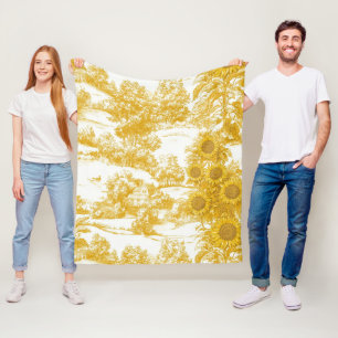 Couverture Polaire Tournesol Campagne Vintage Toile Jaune (7)