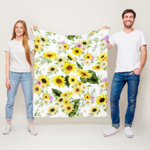 Couverture Polaire Tournesol d'aquarelle 7