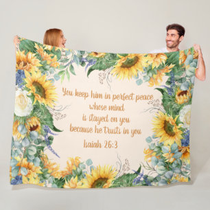 Couverture Polaire Tournesol Floral Bible Verse Garder la paix parfai