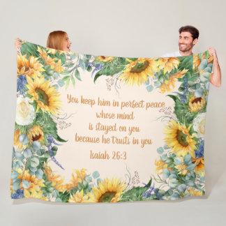 Couverture Polaire Tournesol Floral Bible Verse Garder la paix parfai