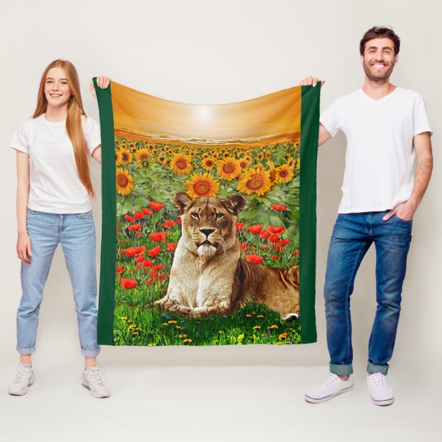 Couverture Polaire Tournesol Lion (En situation)