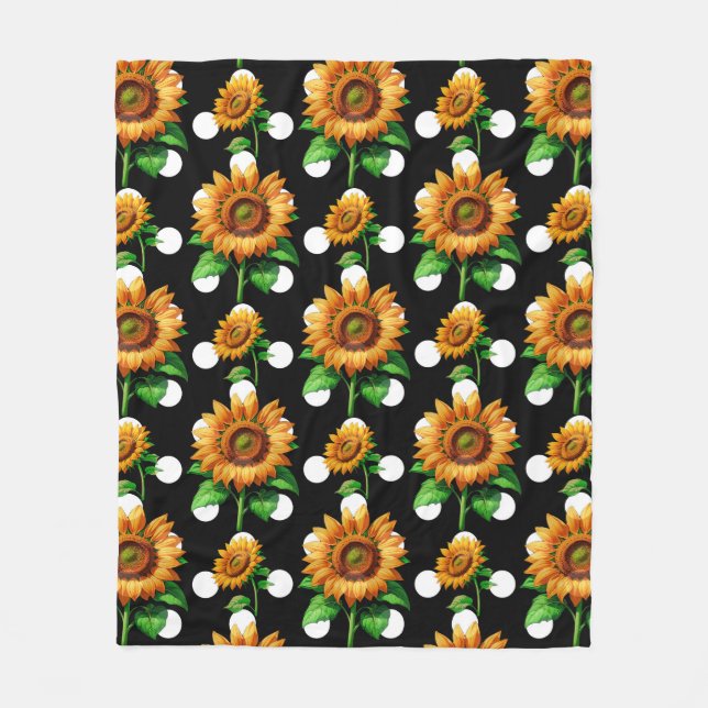Couverture Polaire Tournesol Points de Fleurs (Devant)