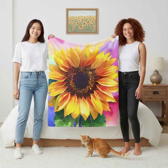 Couverture Polaire Tournesol pour Maison Moderne e (Vibrant sunflower blanket!)
