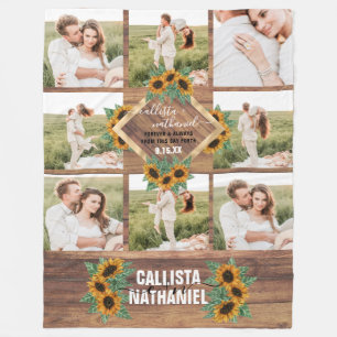 Couverture Polaire Tournesol romantique or Couple blanc photo Collage