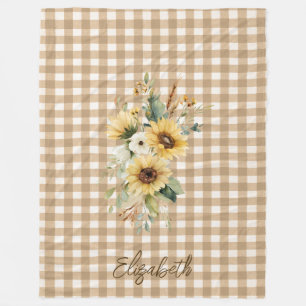 Couverture Polaire Tournesols Rustiques Brown En vichy Personnalisé